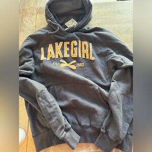 Lakegirl Sanded Fleece Hooded Sweatshirt Navy Medium NWT